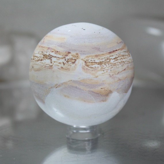 50.9 mm Picture Jasper Sphere, AA+ Quality 4.7 oz Layered Jasper Crystal Ball from Indonesia, Energy Healing + Reiki Charged, Free Shipping