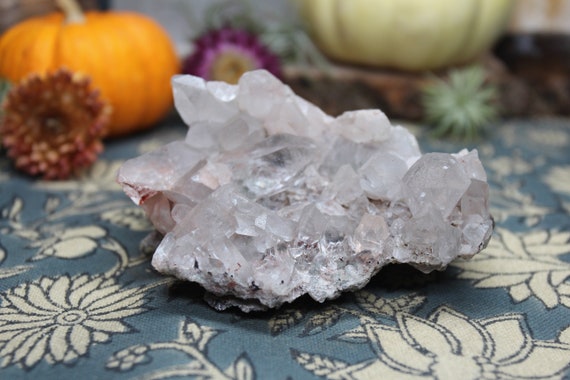 AA+ 0.42 lb Natural Tibetan Quartz Crystal Cluster with Rainbows and Inclusions on Stone Matrix, 6.7 oz