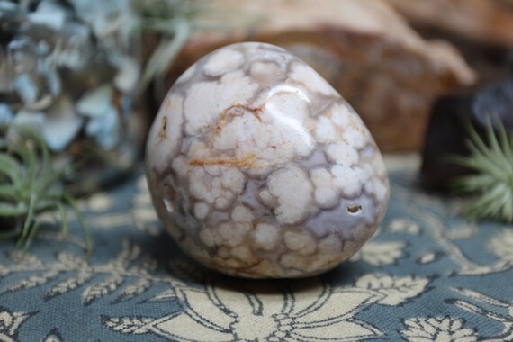 AA+ Flower Agate Polished Crystal Palmstone, 5.5 oz stone from Brazil