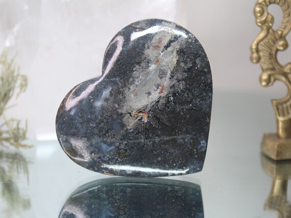 Jasper and Marcasite Heart, Stone of Soul Attraction, AA+ Quality, 5.4 oz Polished Crystal from Indonesia, Energy Healing, Free Shipping