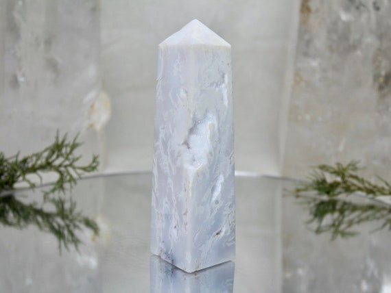 Snow Agate and Druzy Crystal Obelisk, 8.2 oz AAA+ Quality Crystal Tower from Indonesia