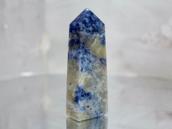 Sodalite Crystal Tower, AA+ Quality, 4.1 oz All Polish from Indonesia, Throat Chakra, Reiki Cleanse, Energy Healing, Free Ship