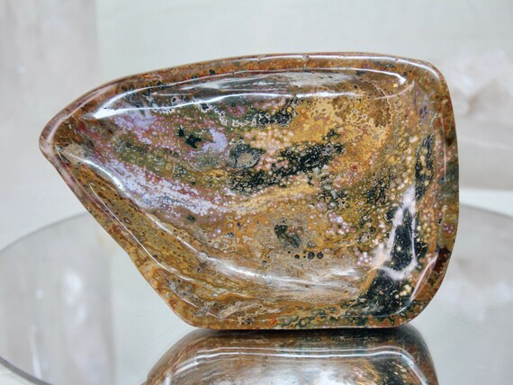 1.38 lb Ocean Jasper Crystal Bowl, AAA+ Quality 22.0 oz, Polished Crystal Dish from Indonesia, Reiki charged, Energy Healing, Free Shipping