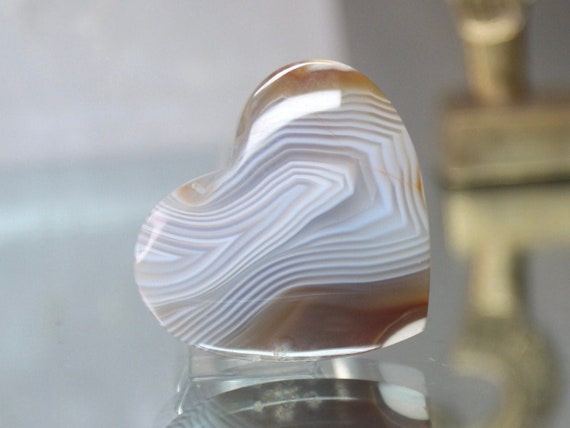 Banded Carnelian and Agate Heart, AAA++ Gem Quality, 0.5 oz Polished Crystal from Indonesia, Gift for Valentine, Love, Free Fast Shipping
