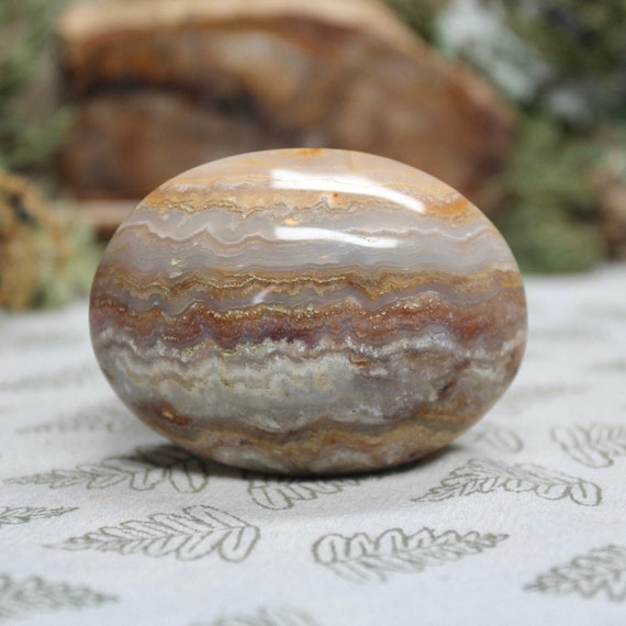 Rare A+ Pink Lace Agate Crystal Palmstone, 4.2 oz Polished Large Palmstone, Hand Stone from Indonesia