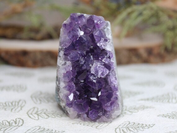 Deep Purple A+ Amethyst Crystal Geode Cluster, Raw Edge, Meditation Decor, Spiritual Energy, 5.9 oz from Brazil