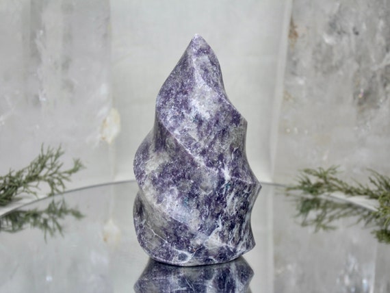 2.06 lb Lepidolite Polished Flame, AAA+ Quality 33.0 oz Crystal Flame from Brazil