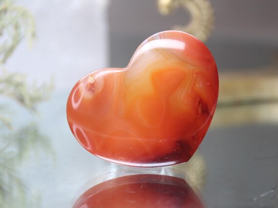 XS Carnelian Heart, AA Gem Quality, 0.8 oz Polished Crystal from Indonesia, Gift for Valentine, Love