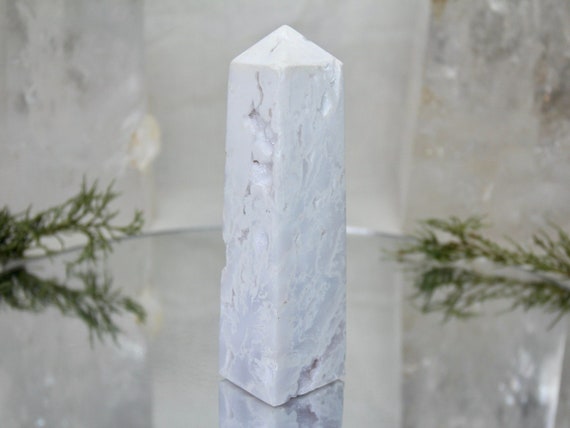 Snow Agate and Druzy Crystal Obelisk, 9.0 oz AAA+ Quality Crystal Tower from Indonesia