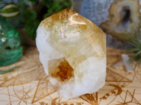 Citrine Crystal Point with Rainbow Foils and Inclusions, 30.1 oz from Brazil