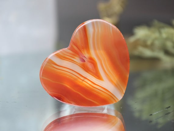 XS Carnelian Heart, AAA+ Gem Quality, 0.2 oz Polished Crystal from Indonesia, Gift for Valentine, Love