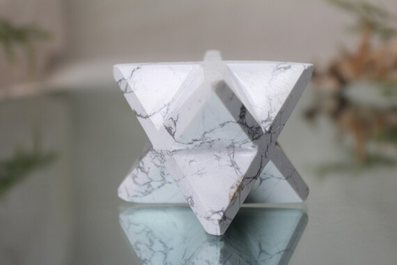 Howlite Merkaba, 5.2 oz AA+ Polished Howlite Crystal Merkaba from Brazil