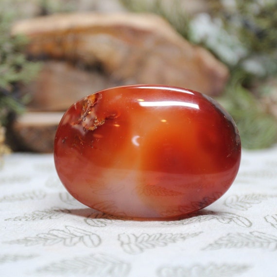 AA+ Carnelian Crystal Palmstone, 4.0 oz Polished Crystal from Indonesia