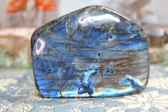 AAA+ 1.27 lb Labradorite Polished Freeform Crystal, Golden Shimmer, 20.4 oz High Quality Crystal