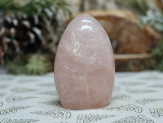 AA+ 0.41 lb Rose Quartz All Polish Crystal Freeform with Rainbows, 6.6 oz Ultra Clear Rose Quartz from Brazil