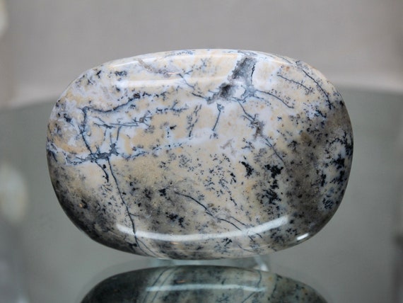Dendritic Agate Crystal Palmstone with Quartz and Druzy, AAA+++ Quality, 8.5 oz Polished Agate Stone from Indonesia