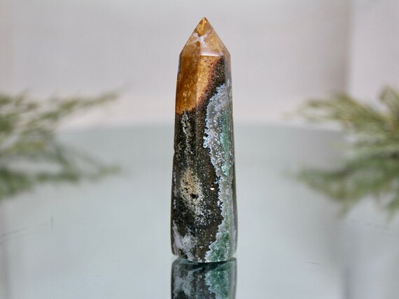 Ocean Jasper Polished Crystal Generator Tower, 2.0 oz A+ Jasper Mini Point from Indonesia