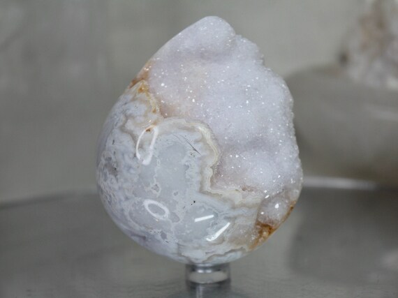 Special Orange Snow Agate Crystal Freeform w/ Druzy, 15.5 oz AAA++ Quality Rare Crystal from Indonesia, Energy Cleansed, Reiki Charged Ball