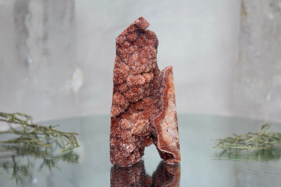 Red Druzy Sphalerite and Quartz Generator Point, AAA+++ Quality, 8.8 oz Crystal Tower from Indonesia, Energy Cleanse, Fast free Shipping
