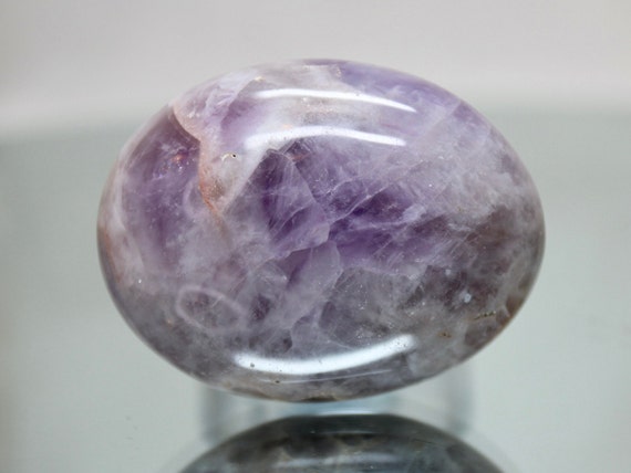 Chevron Amethyst Crystal Palmstone with Rainbows, AA+ Quality, 4.0 oz Polished Amethyst and Quartz from Brazil