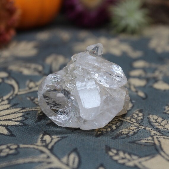 A+ Tiny Ultra Clear Quartz Crystal Cluster with Rainbow Foils, 1.0 oz High Vibration Raw crystal from Brazil