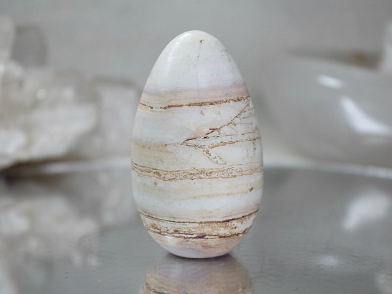 Picture Jasper Egg, A+ Quality 5.1 oz Layered Jasper Crystal Egg from Indonesia, Energy Healing + Reiki Charged, Free Shipping