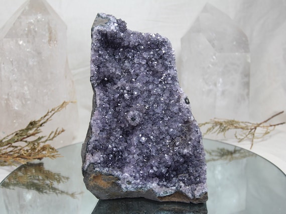 AA+ 6.21 lb Amethyst Cluster with Eyes and Rainbows on Raw Stone Matrix, Spiritual Energy, 99.3 oz Geode Cluster from Brazil
