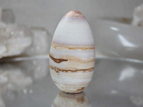 Picture Jasper Egg, AA Quality 4.9 oz Layered Jasper Crystal Egg from Indonesia, Energy Healing + Reiki Charged, Free Shipping