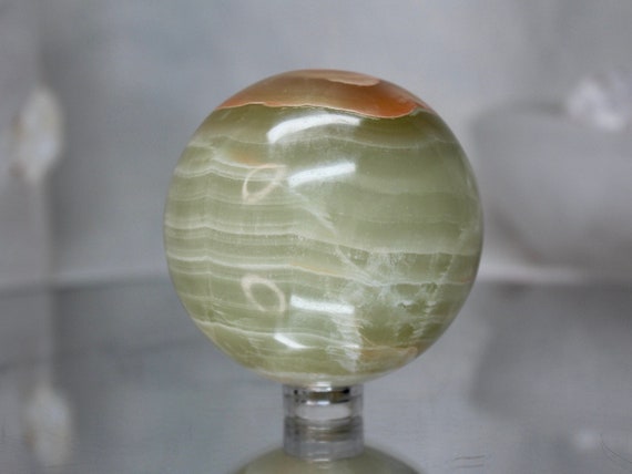 61.4 mm Green Calcite Sphere, AAA Quality, 11.8 oz Crystal Ball from Indonesia, High Vibration, Reiki Charged, Free Fast Shipping