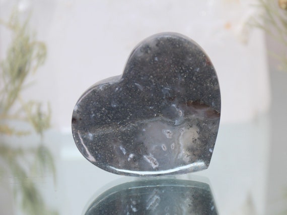 Jasper and Marcasite Heart, Stone of Soul Attraction, AAA Quality, 1.7 oz Polished Crystal from Indonesia, Energy Healing, Free Shipping