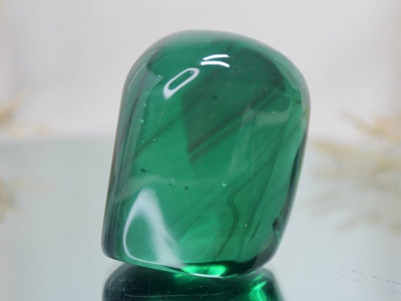 RARE Green Obsidian Freeform with Rainbows, AA+ Quality, Ultra Rare Blue Volcanic Glass, Polished 0.6 lb / 9.5 oz from Indonesia