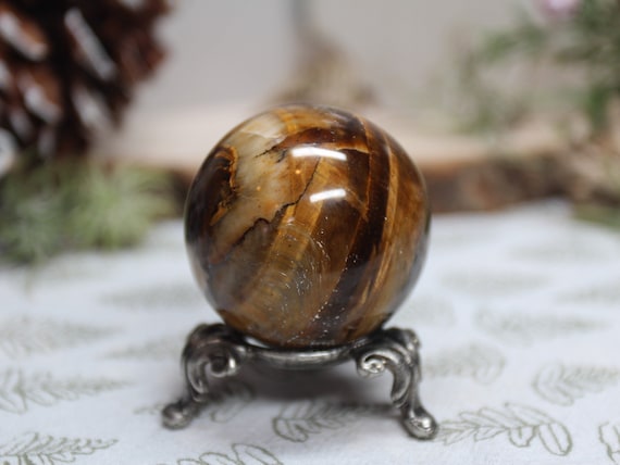 AA+ 45.8 mm Tigers Eye Crystal Sphere, 4.6 oz TIGER IRON Crystal ball from Brazil