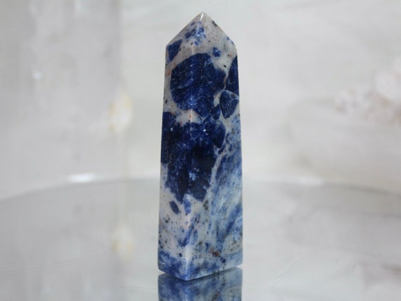 Sodalite Crystal Tower, AAA Quality, 4.9 oz All Polish from Indonesia, Throat Chakra, Reiki Cleanse, Energy Healing, Free Ship