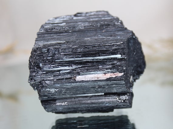Raw Black Tourmaline Crystal Cluster with Quartz Inclusions, AAA+ Quality Schorl, 12.1 oz from Brazil