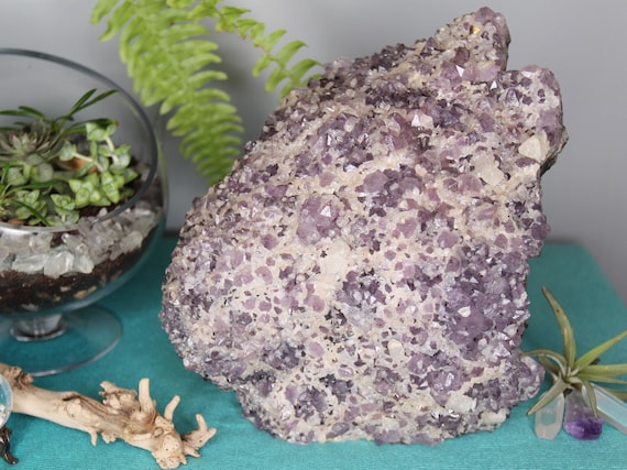 10.78 lb Raw Amethyst Crystal Cluster with Calcite, 172.5 oz Geode from Brazil