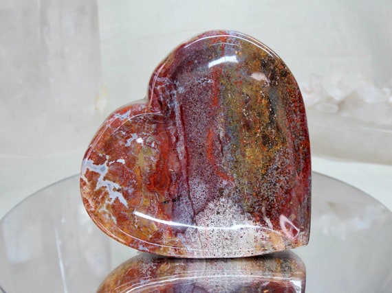 2.12 lb Ocean Jasper Heart Shaped Crystal Bowl, AAA++ Quality 33.9 oz, Polished Dish from Indonesia, Reiki Charge, Energy Healing, Free Ship