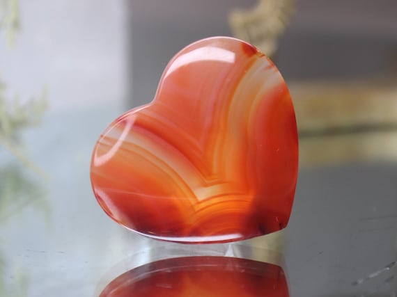 XS Carnelian Heart, AA Gem Quality, 0.6 oz Polished Crystal from Indonesia, Gift for Valentine, Love