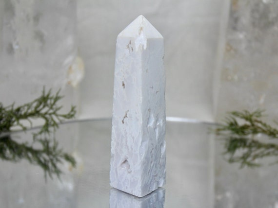 Snow Agate and Druzy Crystal Obelisk, 5.1 oz AAA+ Quality Crystal Tower from Indonesia