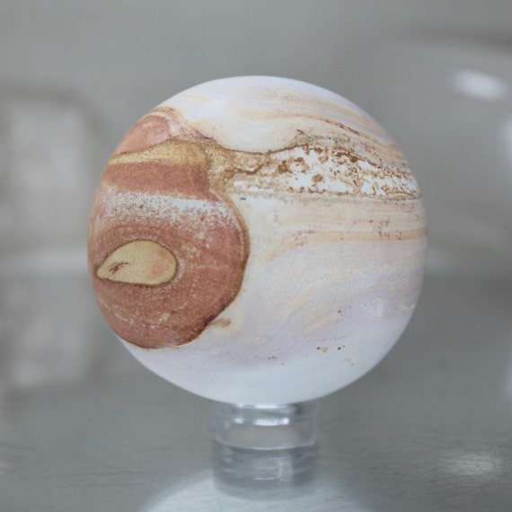 49 mm Picture Jasper Sphere, AAA++ Quality 4.1 oz Layered Jasper Crystal Ball from Indonesia, Energy Healing + Reiki Charged, Free Shipping