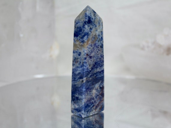 Sodalite Crystal Tower, AAA Quality, 5.0 oz All Polish from Indonesia, Throat Chakra, Reiki Cleanse, Energy Healing, Free Ship
