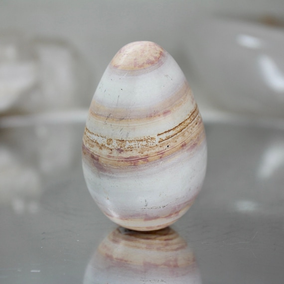 Picture Jasper Egg, AAA Quality 3.2 oz Layered Jasper Crystal Egg from Indonesia, Energy Healing + Reiki Charged, Free Shipping