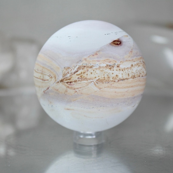 57.3mm Picture Jasper Sphere, AAA+ Quality 6.2 oz Layered Jasper Crystal Ball from Indonesia, Energy Healing + Reiki Charged, Free Shipping