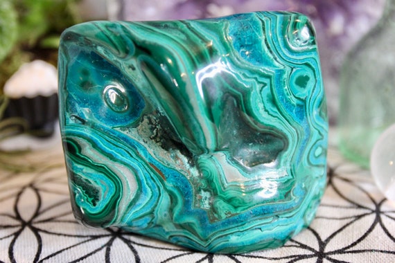 Polished Chrysocolla Malachite Freeform Crystal, 23.6 oz from Brazil