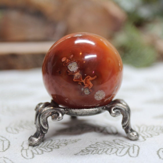 A+ 38.2 mm Carnelian Crystal Polished Sphere, 2.6 oz Crystal from Indonesia