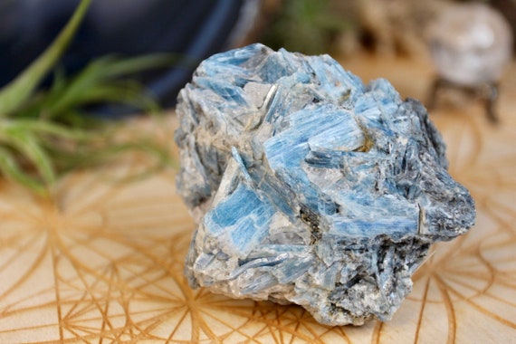Blue Kyanite Natural Crystal Cluster Formation, 12.4 oz