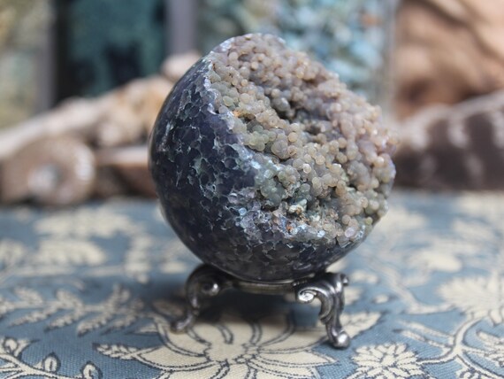 AAA 63mm Grape Agate Crystal Geode Sphere, 9.0 oz Stone from Indonesia