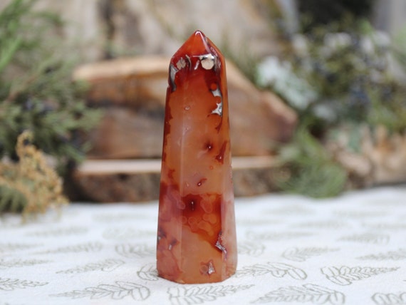 AA+ Carnelian Crystal Generator Point, 2.2 oz Polished Crystal from Indonesia