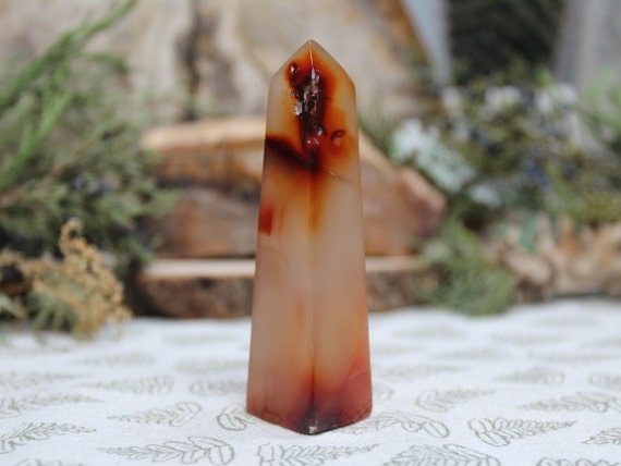 A+ Carnelian Crystal Obelisk Tower, 2.9 oz Polished Crystal from Indonesia