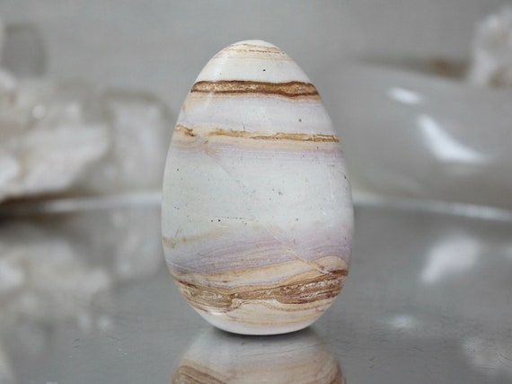 Picture Jasper Egg, AAA Quality 6.1 oz Layered Jasper Crystal Egg from Indonesia, Energy Healing + Reiki Charged, Free Shipping