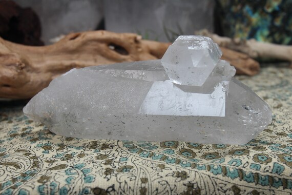 A+ 1.11 lb Brazilian Quartz Crystal with Chlorite Inclusions, Rainbows and Etchings , 17.7 oz Clear Quartz from Brazil